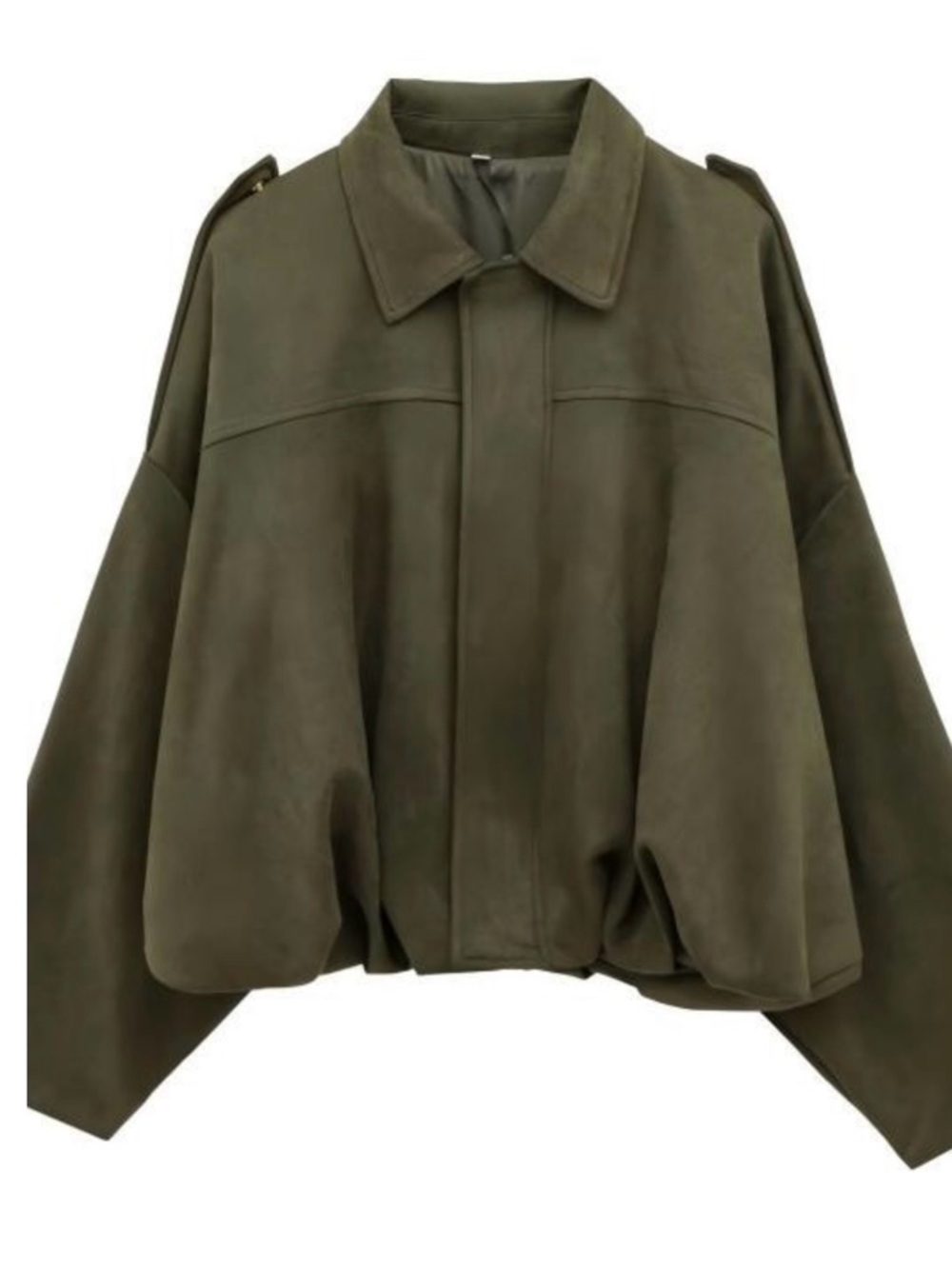 Olive Green Oversized Suede Jacket